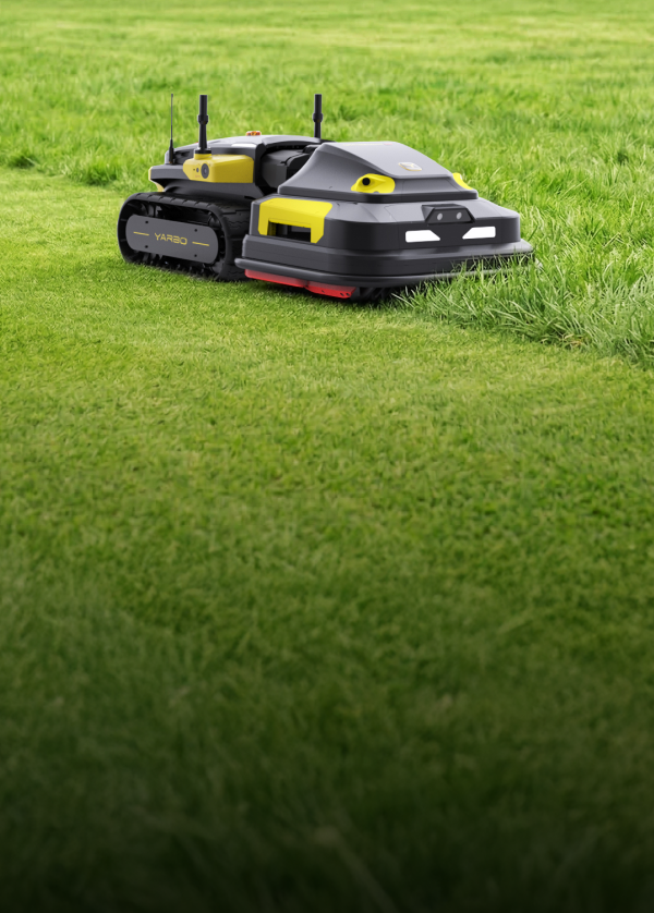 Yarbo robot lawn mower on a grassy field