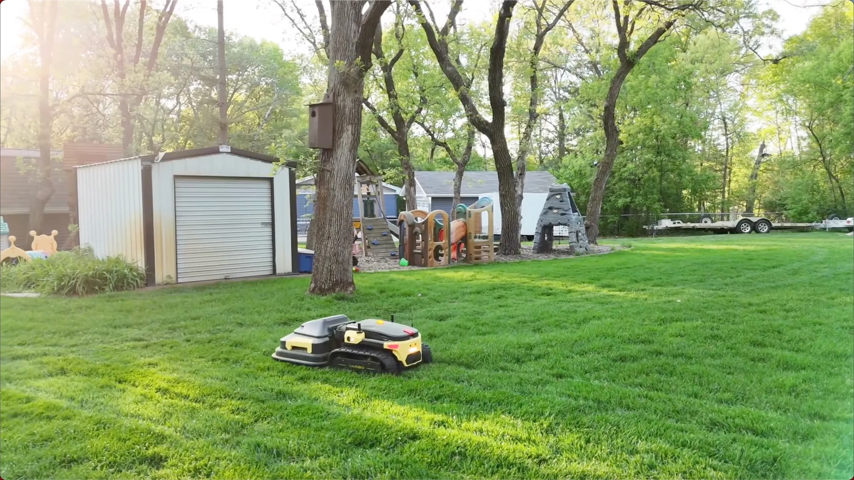 Autonomous mower operating in a large yard