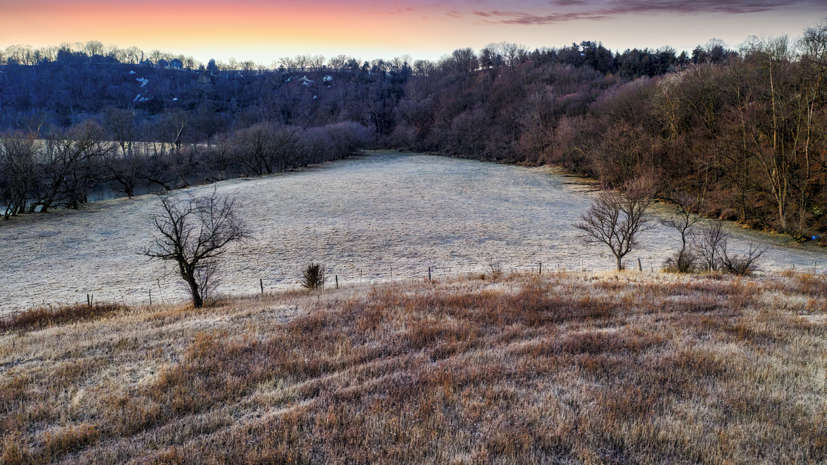 Winter frost covered lawn
