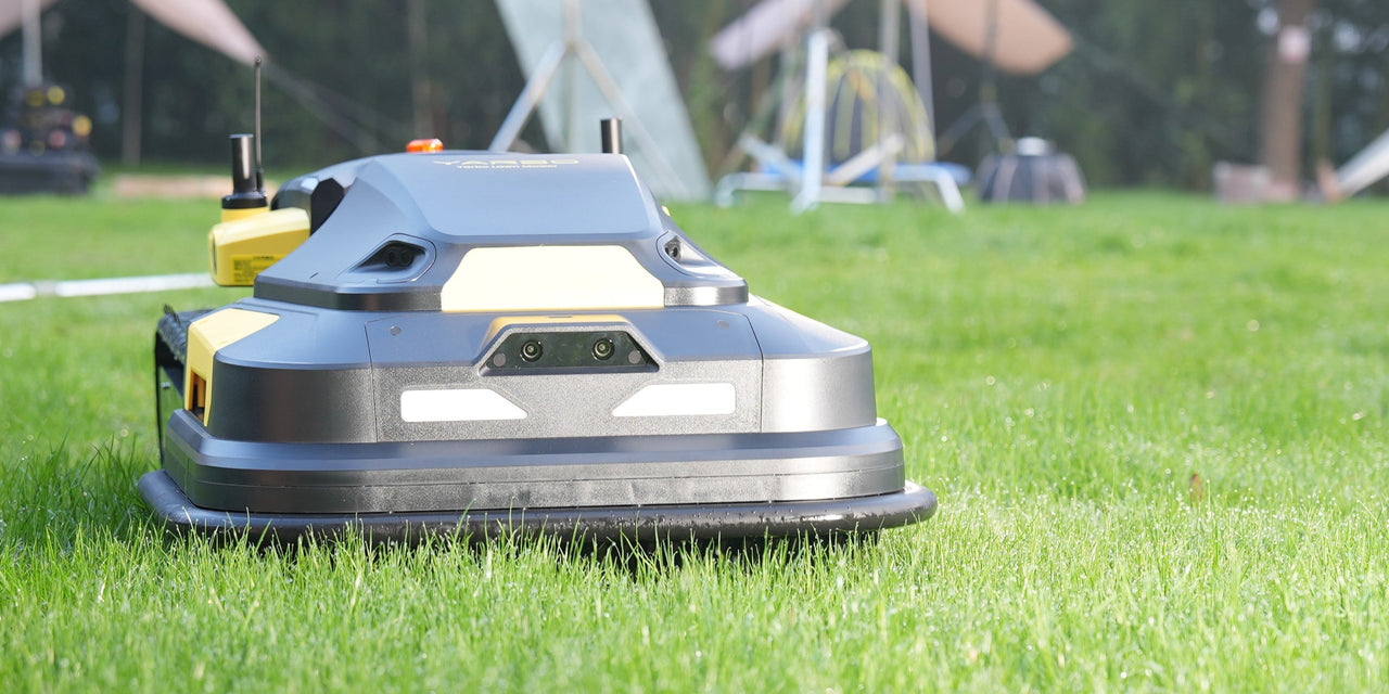 Yarbo smart lawn mower is working.