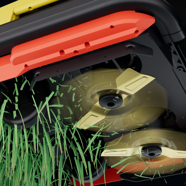Yarbo Lawn Mower Pro efficient straight blades cutting grass into fine clippings for faster decomposition and natural lawn fertilization
