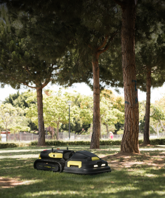 Yarbo robot lawn mower using multi-sensor precise navigation to mow autonomously in a shaded yard with trees
