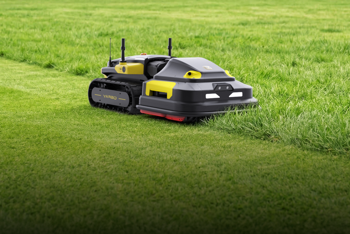 Yarbo robot lawn mower on a grassy field